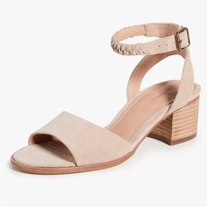 Anthropologie Soludos Lucia Sand Suede Leather Upper Block Heel Sandal Size 9.5